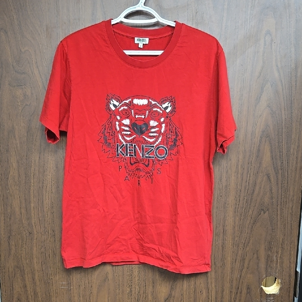 Kenzo Paris Size L Red Tiger Print Crew Neck T-Shirt